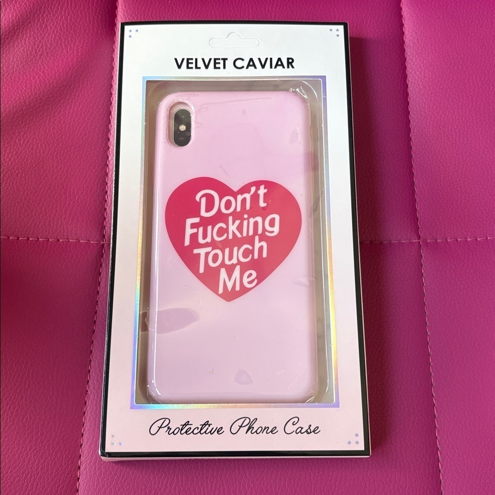 Velvet Caviar iPhone XS Max Don’t F*cking Touch Me Case with Grip Pink Red - Picture 2 of 4